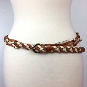 Fossil Two Tone Knotted Braided Leather Boho Belt
